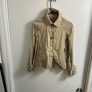 Tory Burch Beige Trench Coat with Gold Buttons